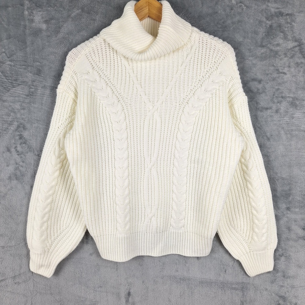 Womens Sweater Small Fisherman Cable Knit Chunky Oversized Preppy Old Money